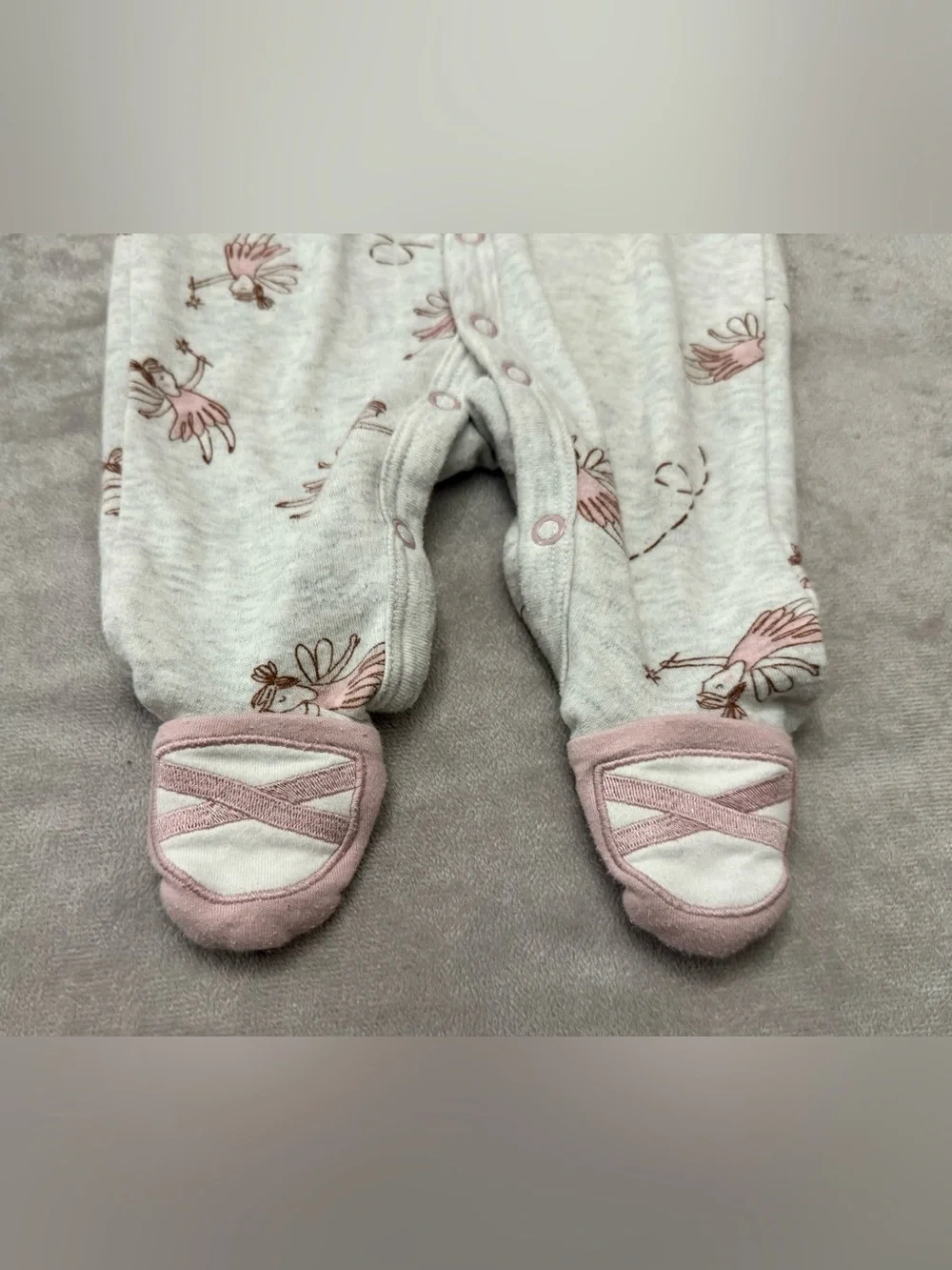Carter’s Baby Girl Footed Sleeper Pajamas 3M Pink Ballerina Fairy Snap Front Bal